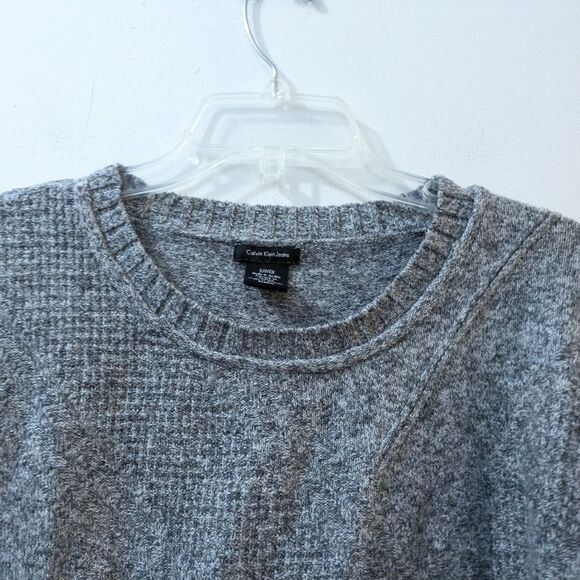 Calvin Klein Sweater Gray Knit Raglan Sleeve Round Neck Pullover Women's Small - Picture 4 of 9